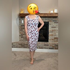 White Dress with Red Cherry Pattern